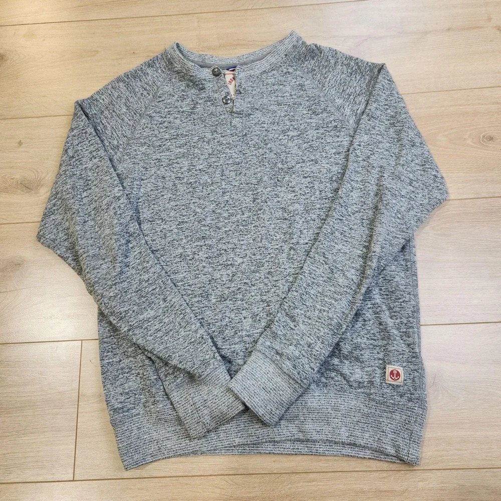 Iron And Resin Sweatshirt Mens Small Gray Henley Knit Fleece Pullover USA